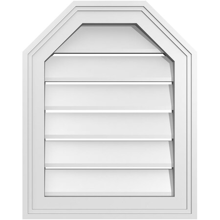 Ekena Millwork Octagonal Top Surface Mount PVC Gable Vent w/ 2"W x 1-1/2"P Brickmould Frame, 16"W x 20"H GVPOT16X2002SF